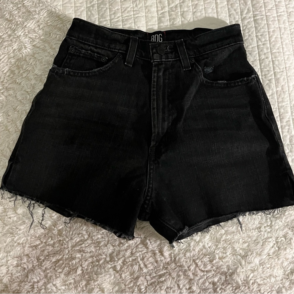 BDG black denim shorts